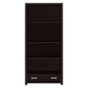 Wooden Bookcase with 3 Shelves and 1 Drawer Dark Brown By Casagear Home BM229684