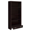 Wooden Bookcase with 3 Shelves and 1 Drawer Dark Brown By Casagear Home BM229684