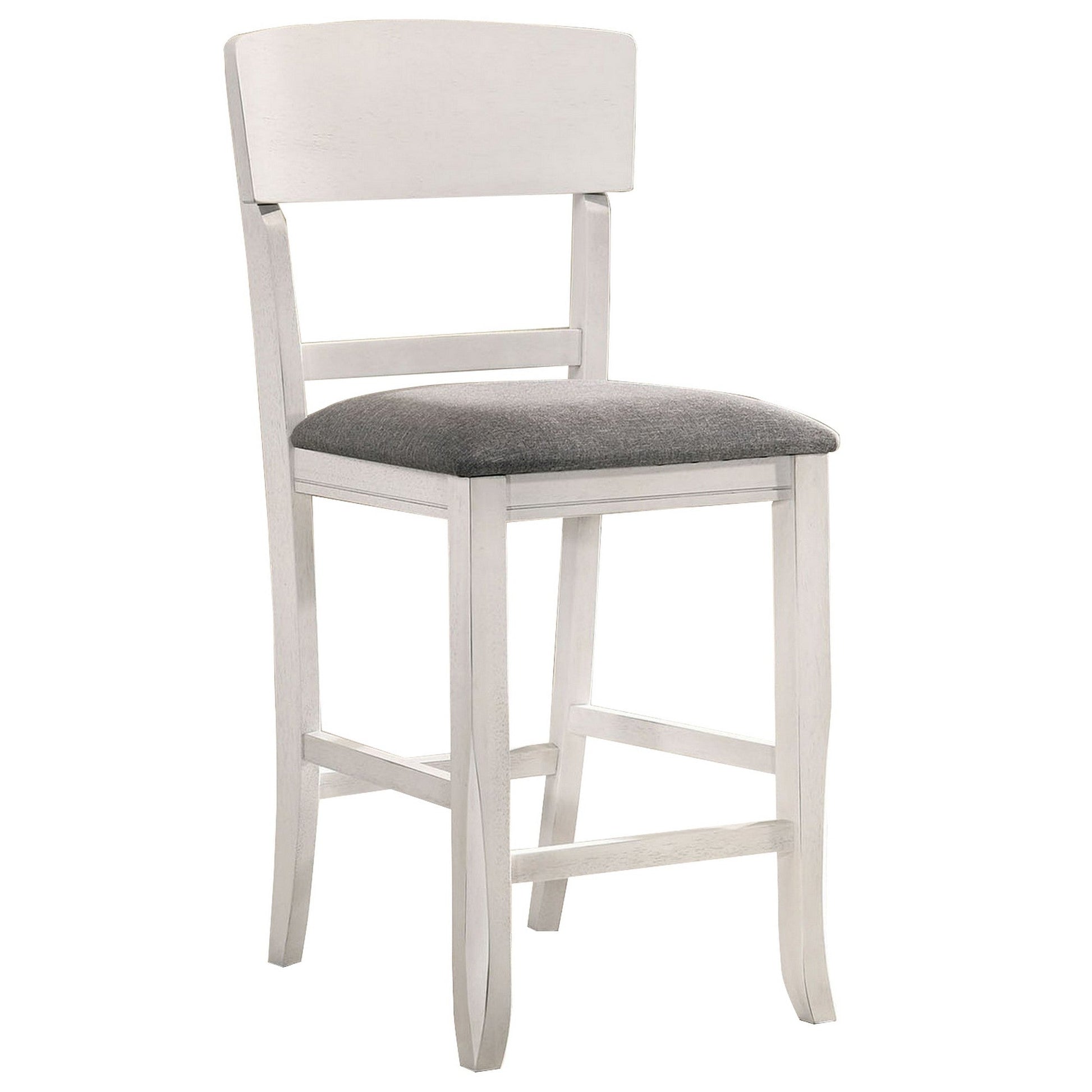 Wooden Counter Height Chair with Curved Back Set of 2 White and Gray BM230034