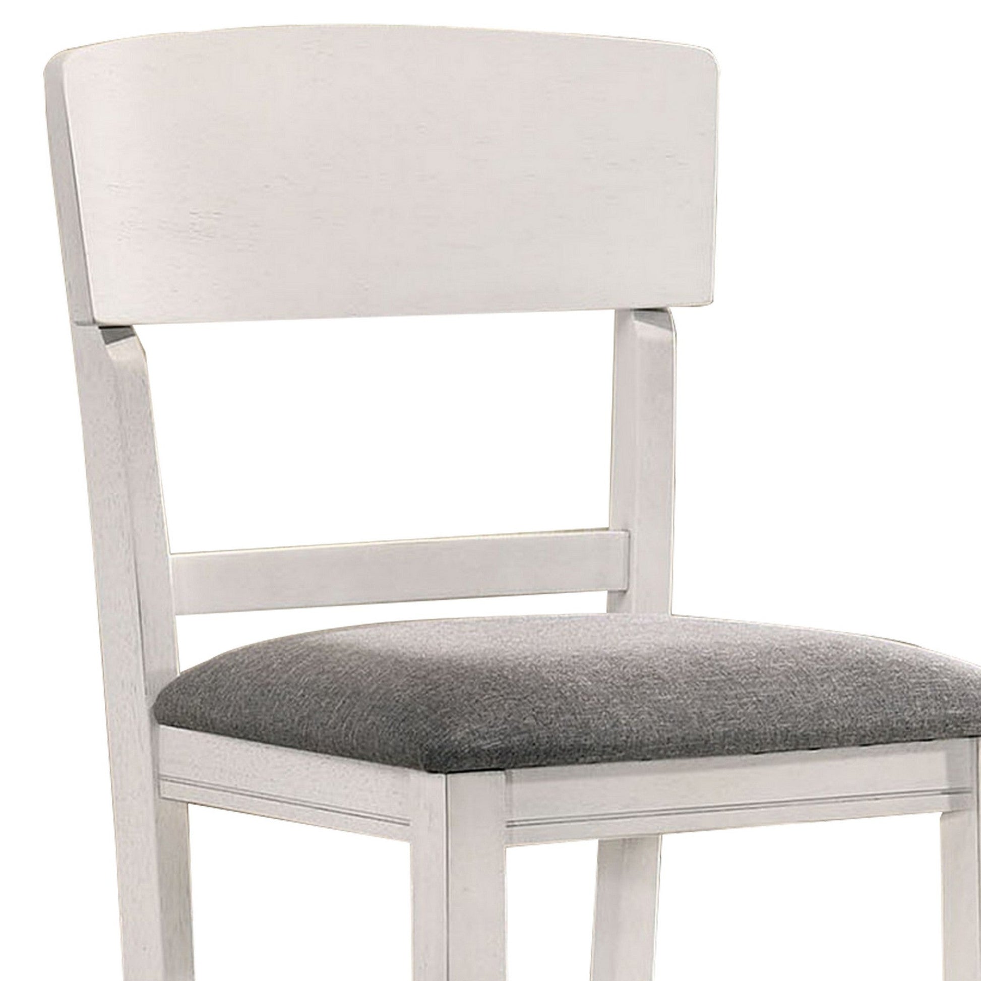 Wooden Counter Height Chair with Curved Back Set of 2 White and Gray BM230034