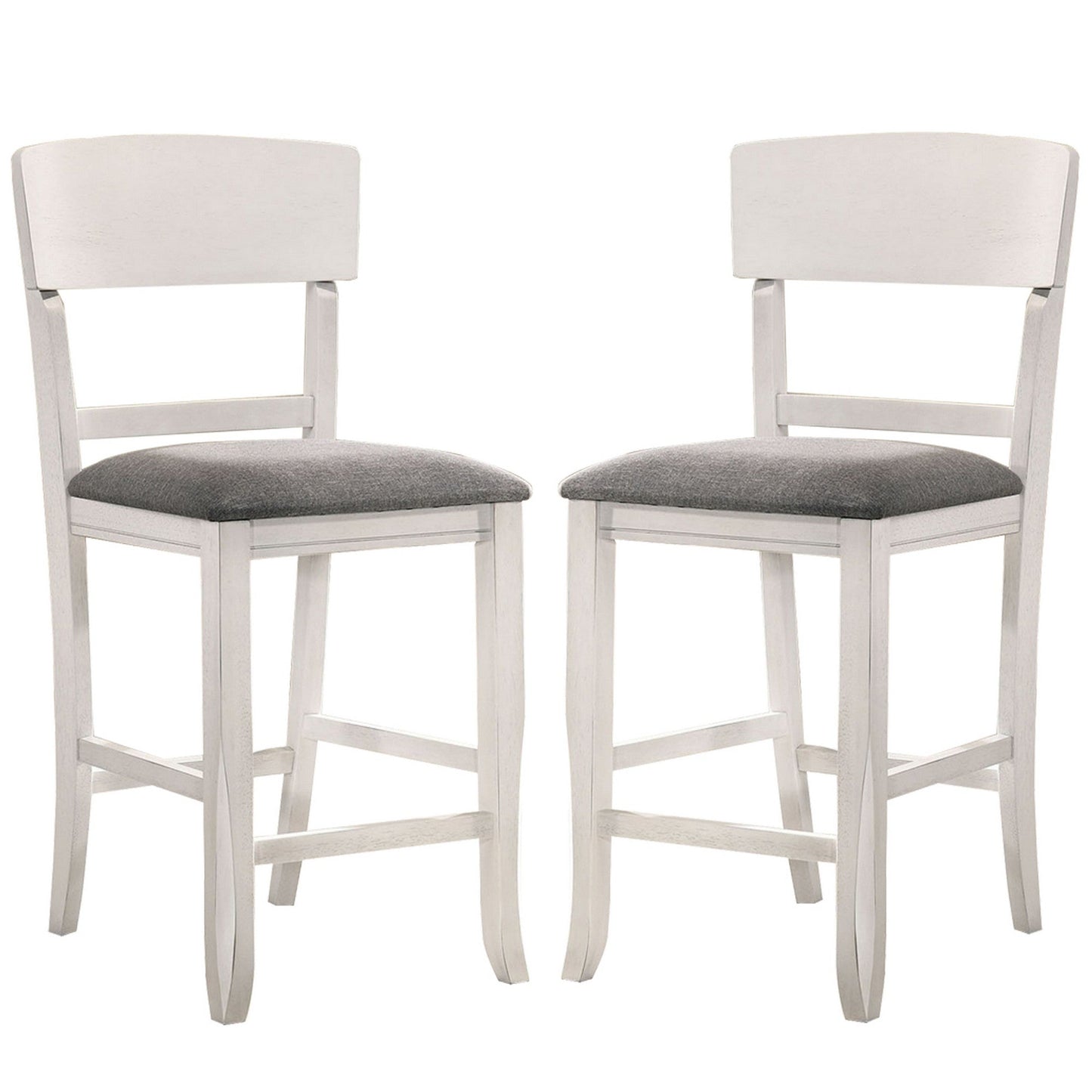 Wooden Counter Height Chair with Curved Back Set of 2 White and Gray BM230034