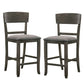 Wooden Counter Height Chair with Curved Back Set of 2 Charcoal Gray By Casagear Home BM230035