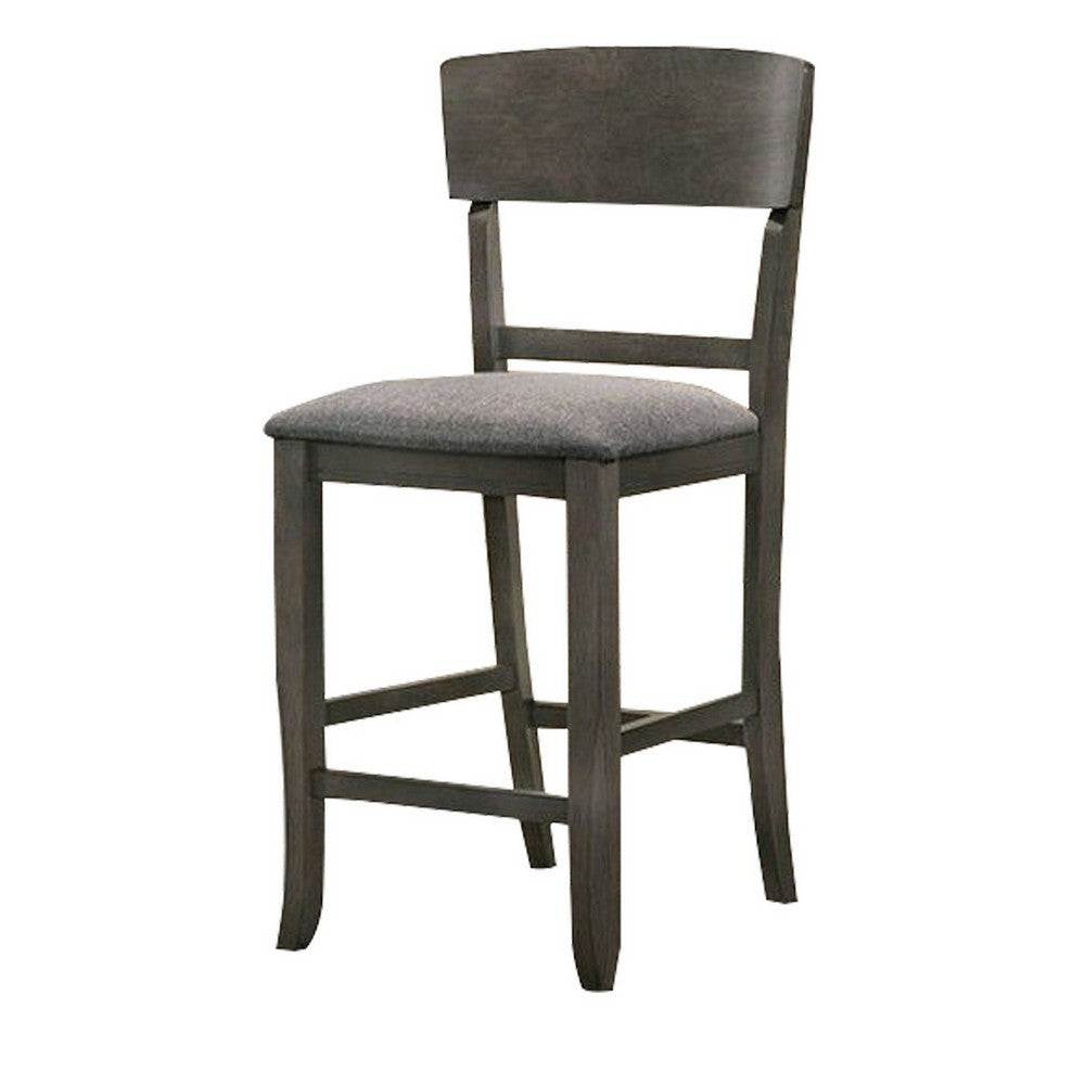 Wooden Counter Height Chair with Curved Back Set of 2 Charcoal Gray By Casagear Home BM230035