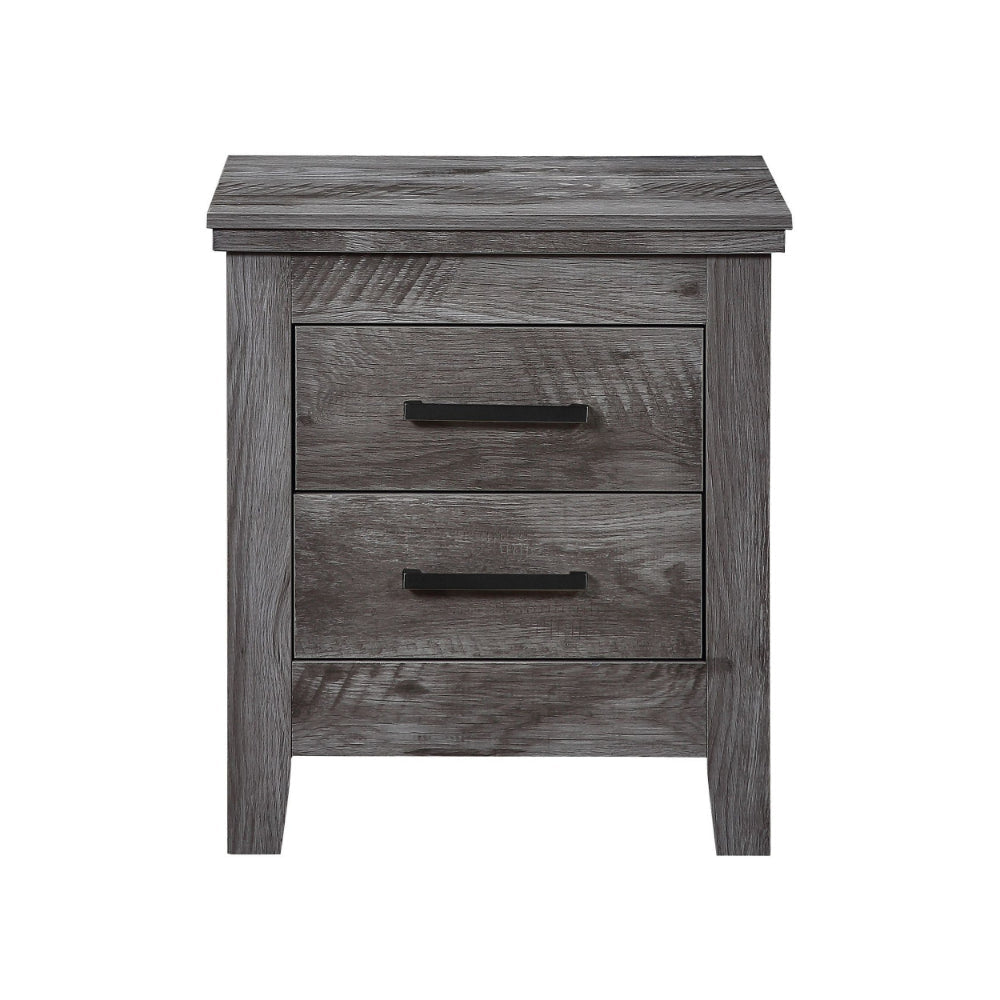 16’’ 2 Drawer Nightstand with Metal Bar Pulls,Rustic Gray By Casagear Home BM230132