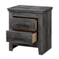 16’’ 2 Drawer Nightstand with Metal Bar Pulls,Rustic Gray By Casagear Home BM230132