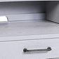 5 Drawer Wooden Desk with Ring Pulls and Metal Braces Gray By Casagear Home BM230138