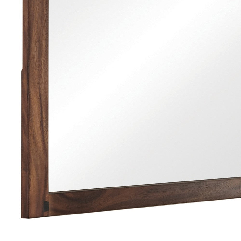 44 Inch Rectangular Wood Frame Mirror Brown By Casagear Home BM230392