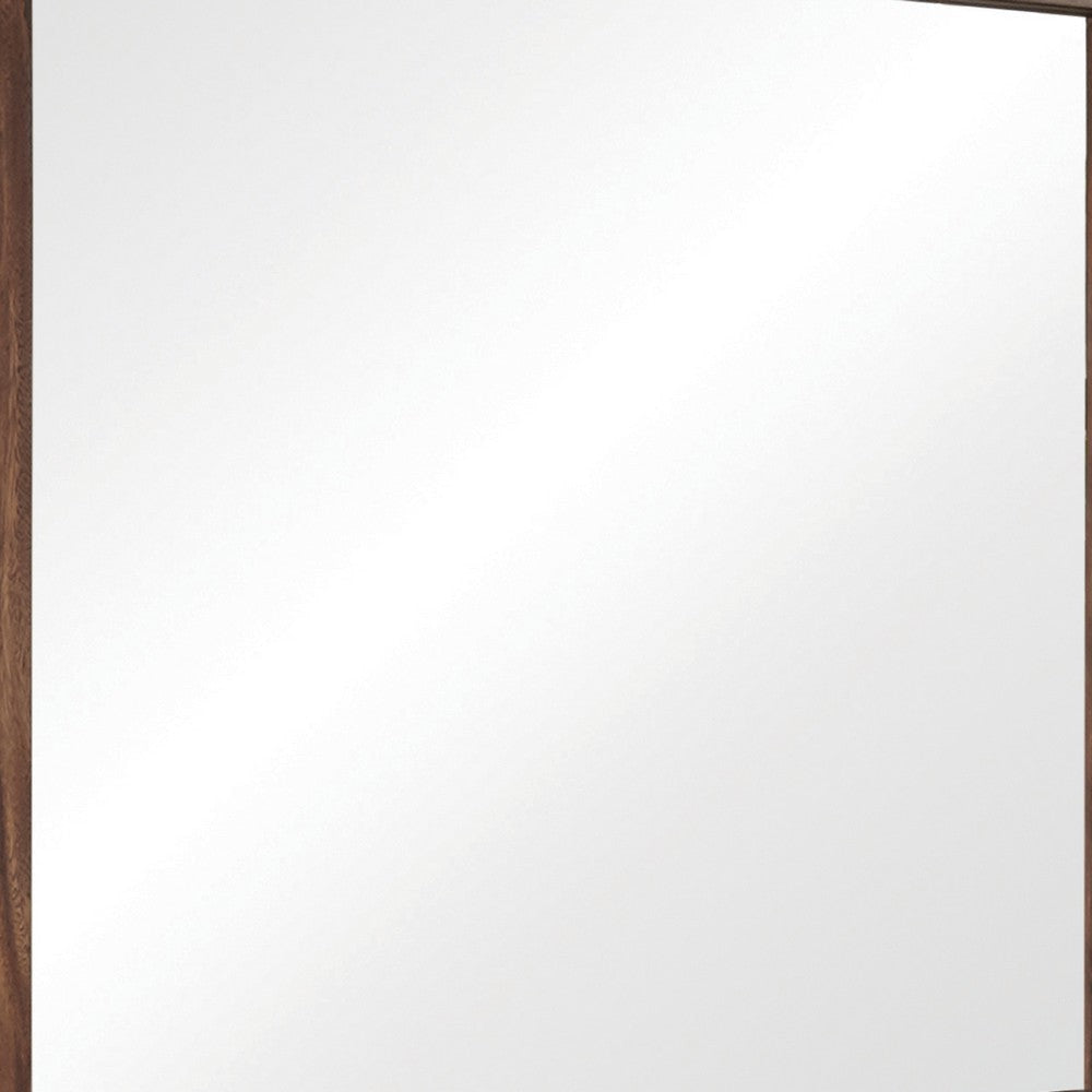 44 Inch Rectangular Wood Frame Mirror Brown By Casagear Home BM230392