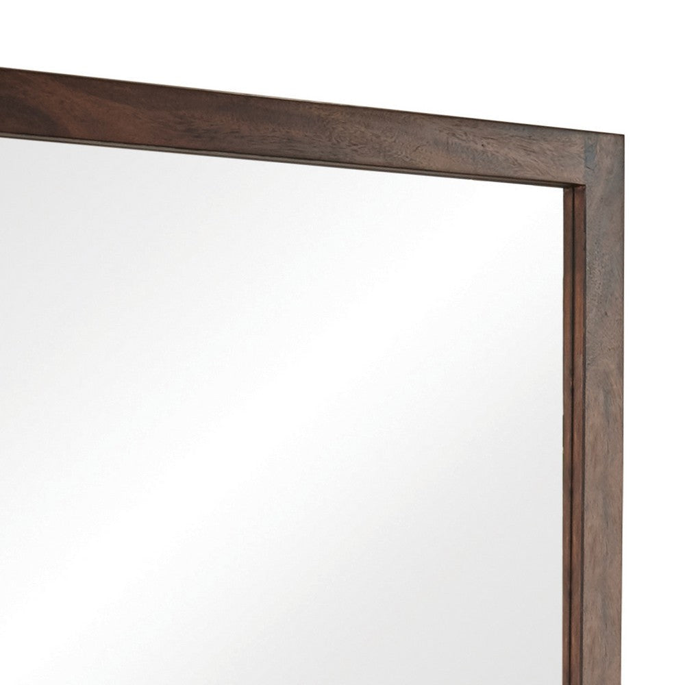 44 Inch Rectangular Wood Frame Mirror Brown By Casagear Home BM230392