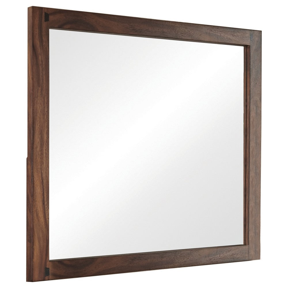 44 Inch Rectangular Wood Frame Mirror, Brown By Casagear Home