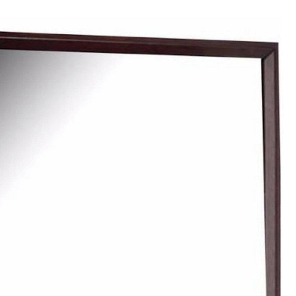 45 Inch Rectangular Wood Frame Mirror Dark Brown By Casagear Home BM230414