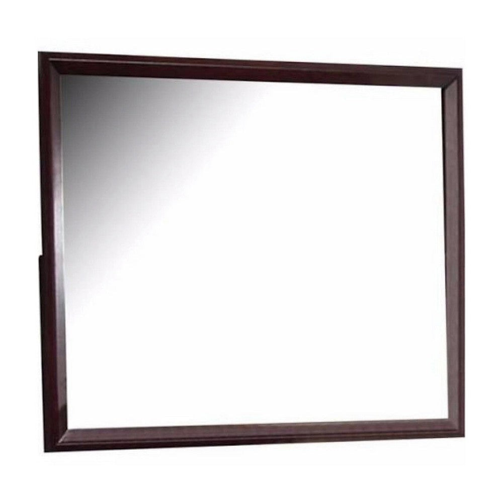 45 Inch Rectangular Wood Frame Mirror, Dark Brown By Casagear Home