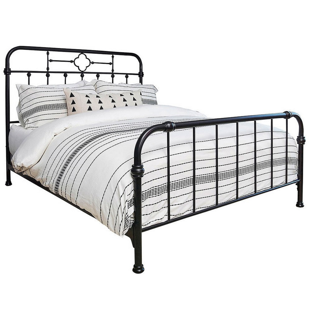 Open Tubular Frame Metal Queen Bed, Black By Casagear Home