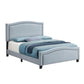 Fabric Upholstered Curved Design Queen Bed, Blue By Casagear Home