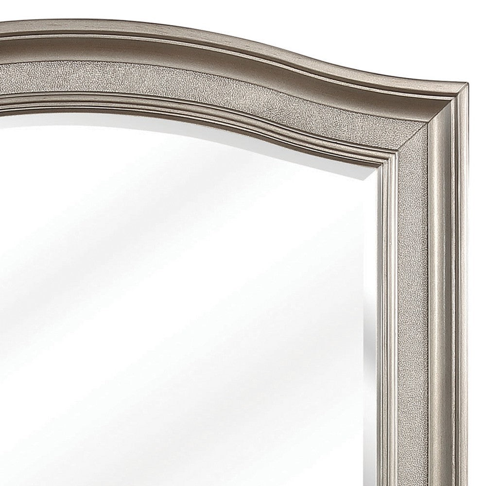 46 Inch Wooden Frame Arched Mirror Silver By Casagear Home BM230423