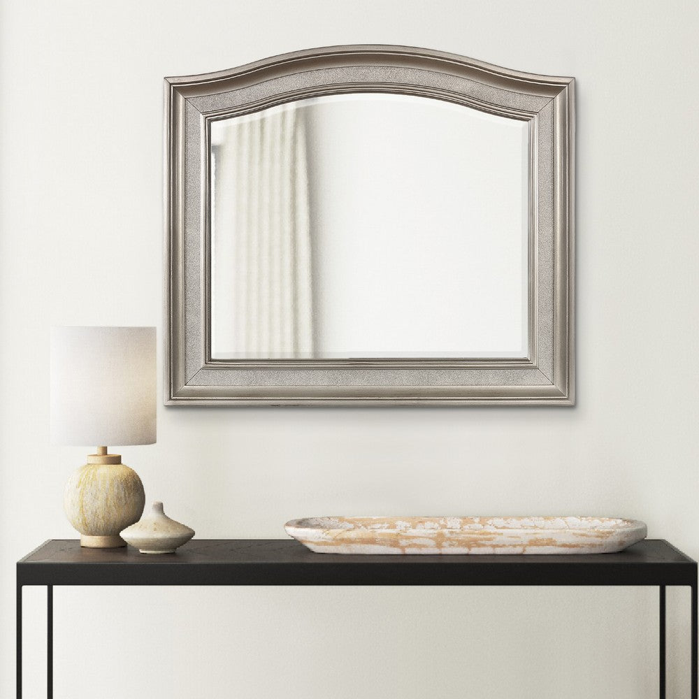 46 Inch Wooden Frame Arched Mirror Silver By Casagear Home BM230423