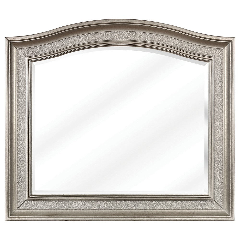 46 Inch Wooden Frame Arched Mirror, Silver By Casagear Home