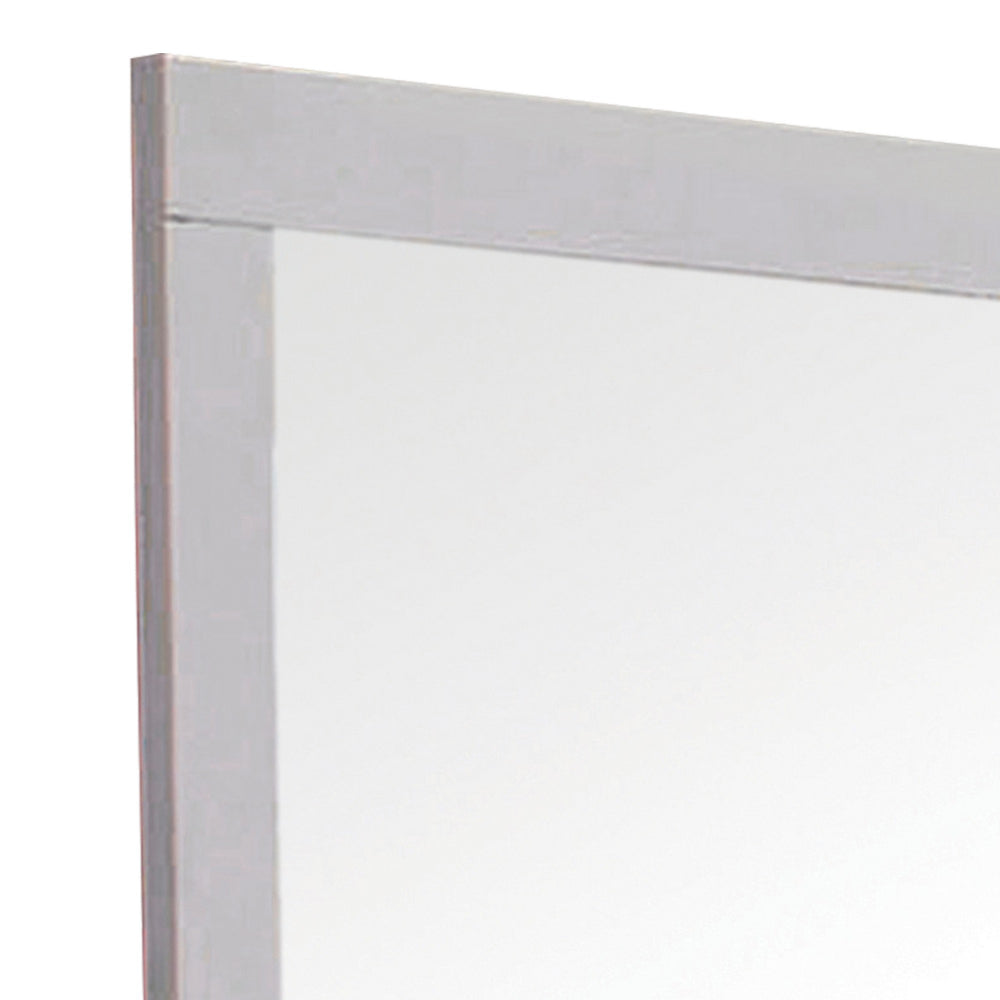 Wooden Frame Mirror with Mounting Hardware White By Casagear Home BM230512