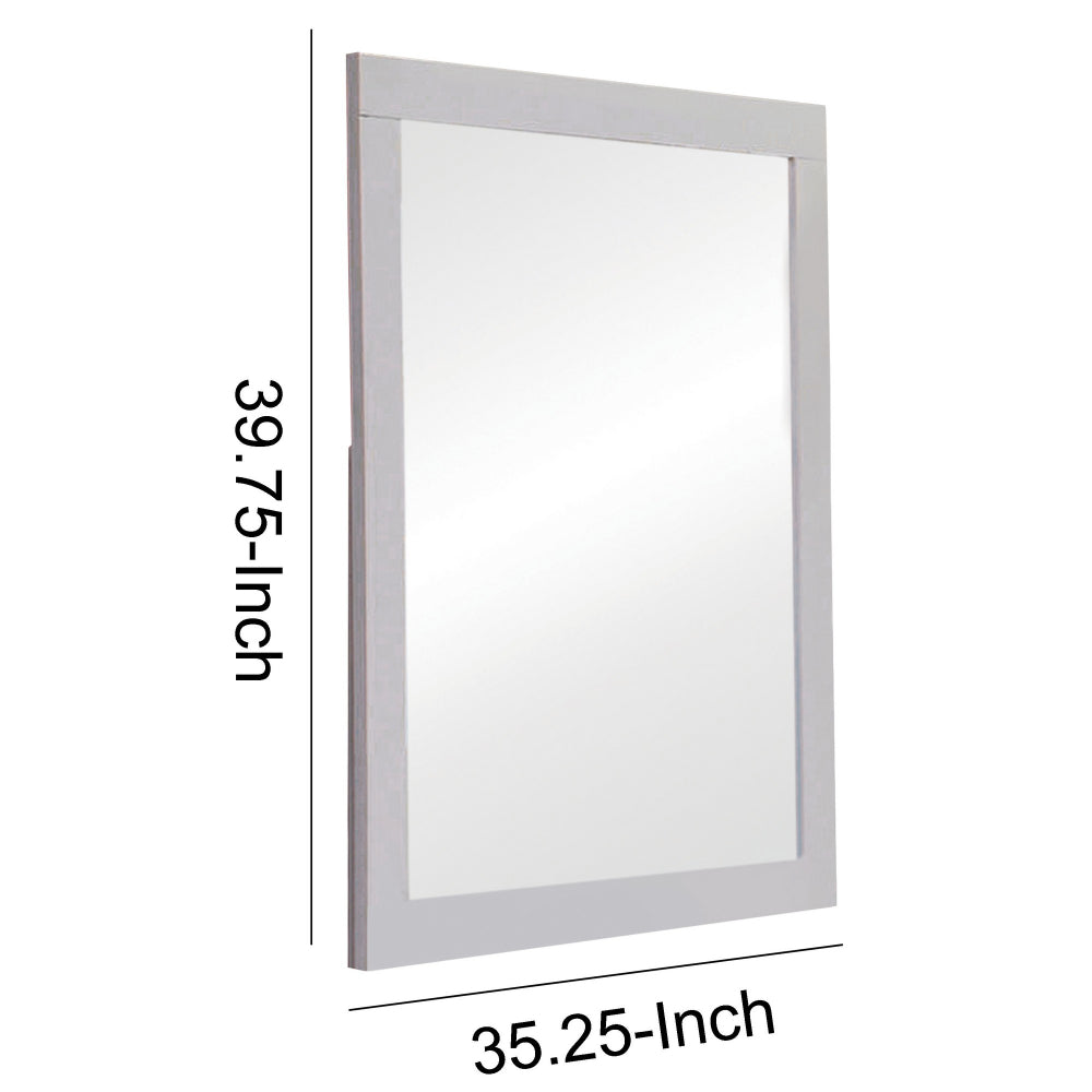 Wooden Frame Mirror with Mounting Hardware White By Casagear Home BM230512