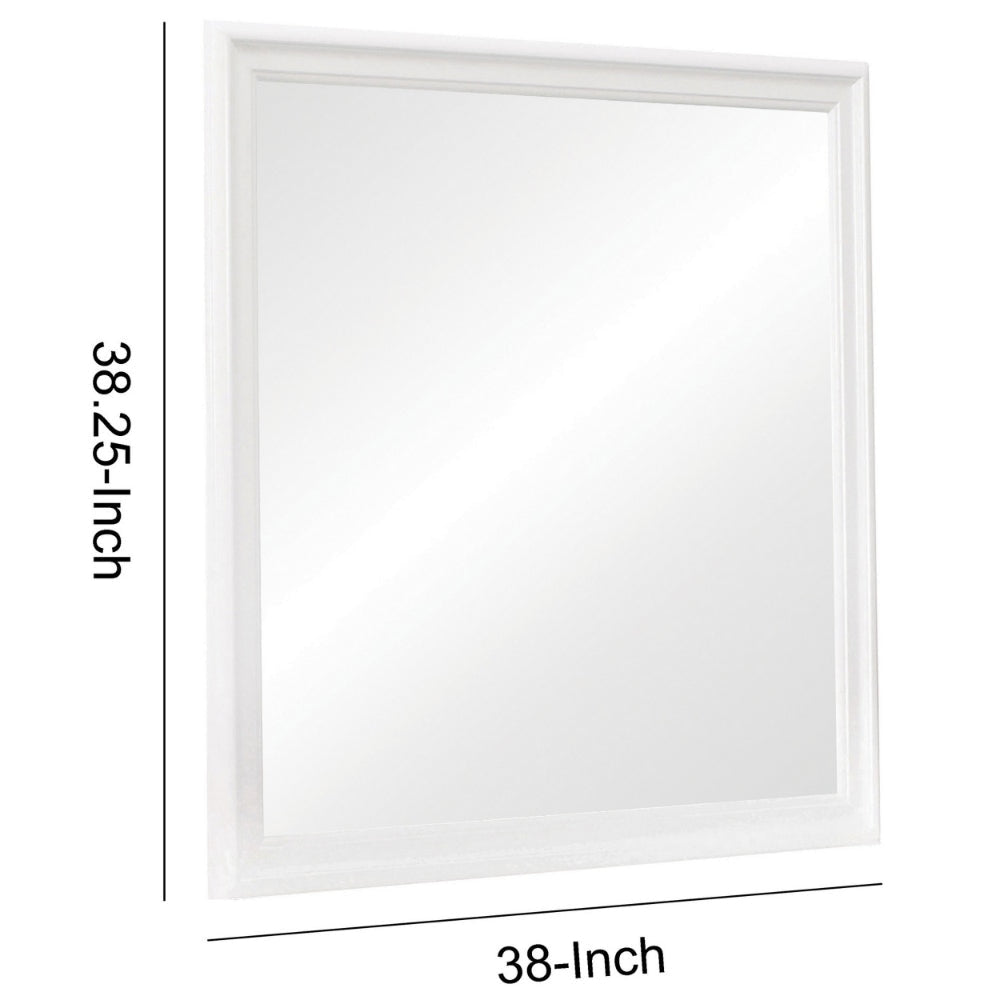 Molded Wooden Frame Mirror with Mounting Hardware White By Casagear Home BM230514