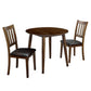 3 Piece Round Dining Table & Leatherette Chair Set Brown By Casagear Home BM230619