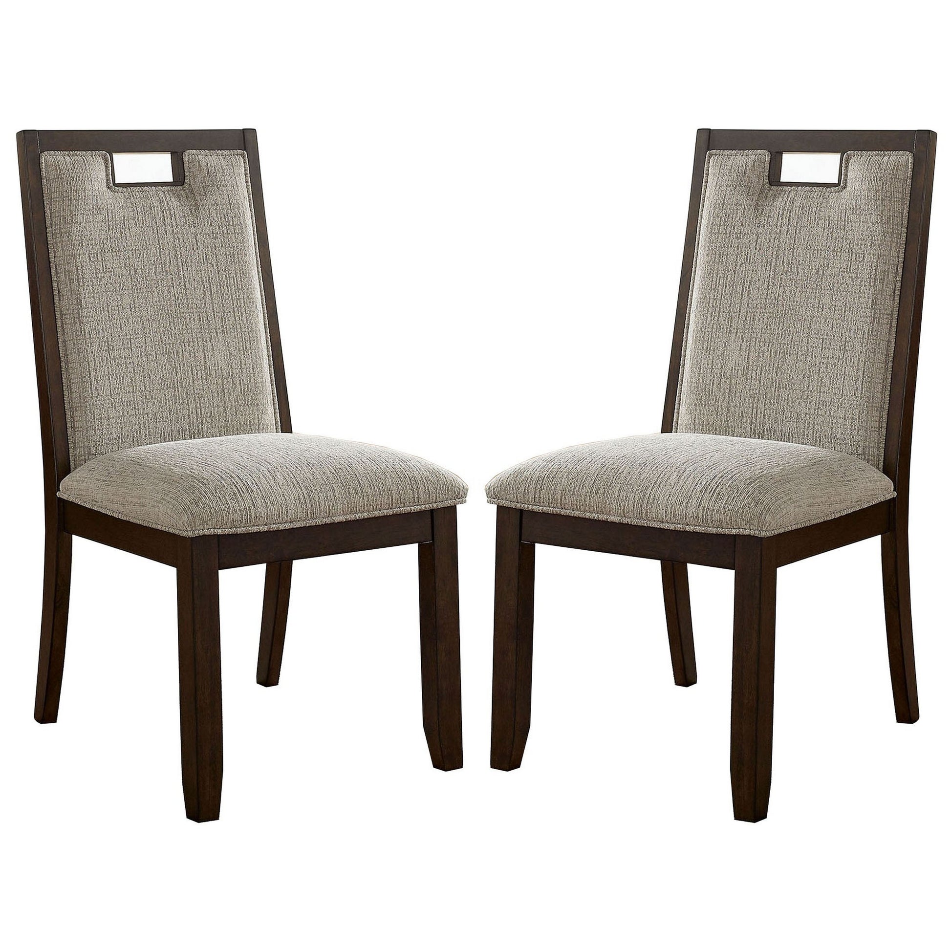 Wood & Fabric Padded Side Chair Set of 2 Brown & Beige By Casagear Home BM230622