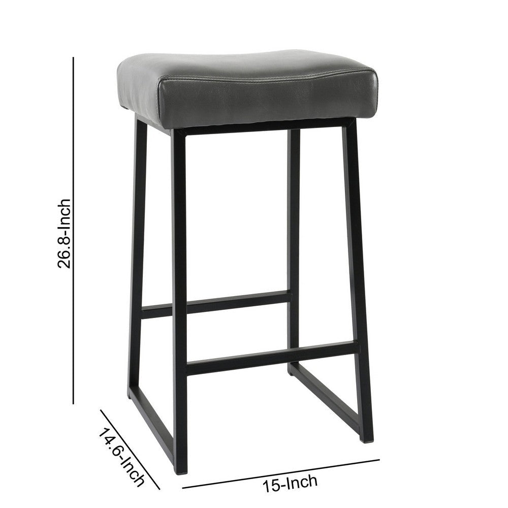 26 Inch Backless Counter Stool with Leatherette Seat Set of 2 Gray By Casagear Home BM230737