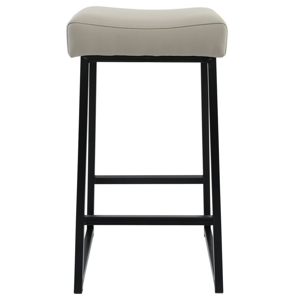 26 Inch Backless Counter Stool with Leatherette Seat Set of 2 Light Gray By Casagear Home BM230738