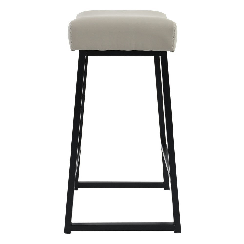 26 Inch Backless Counter Stool with Leatherette Seat Set of 2 Light Gray By Casagear Home BM230738