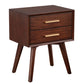 25 Inch 2 Drawer Wooden Nightstand with Bar Pulls Brown By Casagear Home BM230746