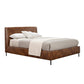 Faux Leather Upholstered Queen Bed with Metal Legs, Brown By Casagear Home