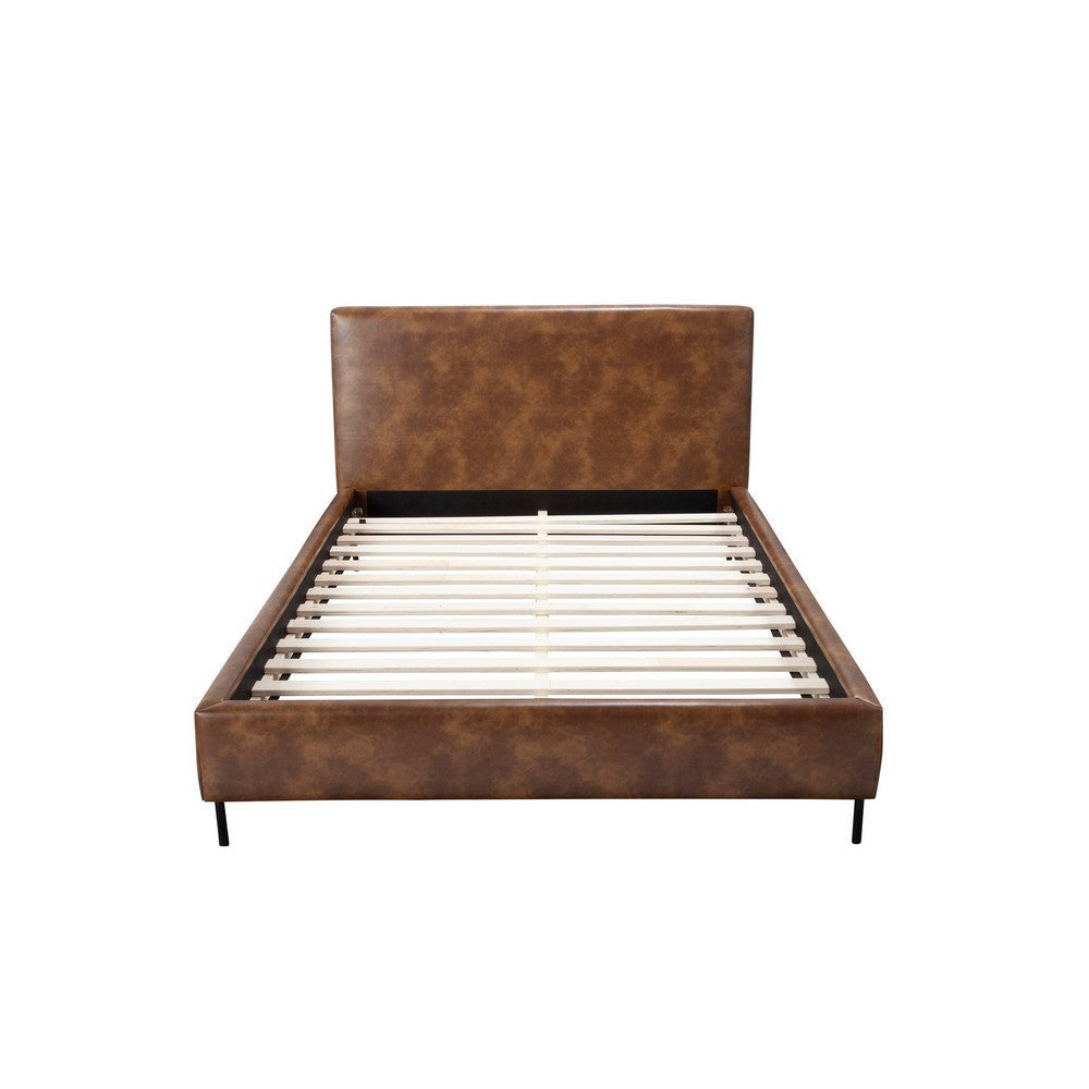 Faux Leather Upholstered California King Bed Brown By Casagear Home BM230764