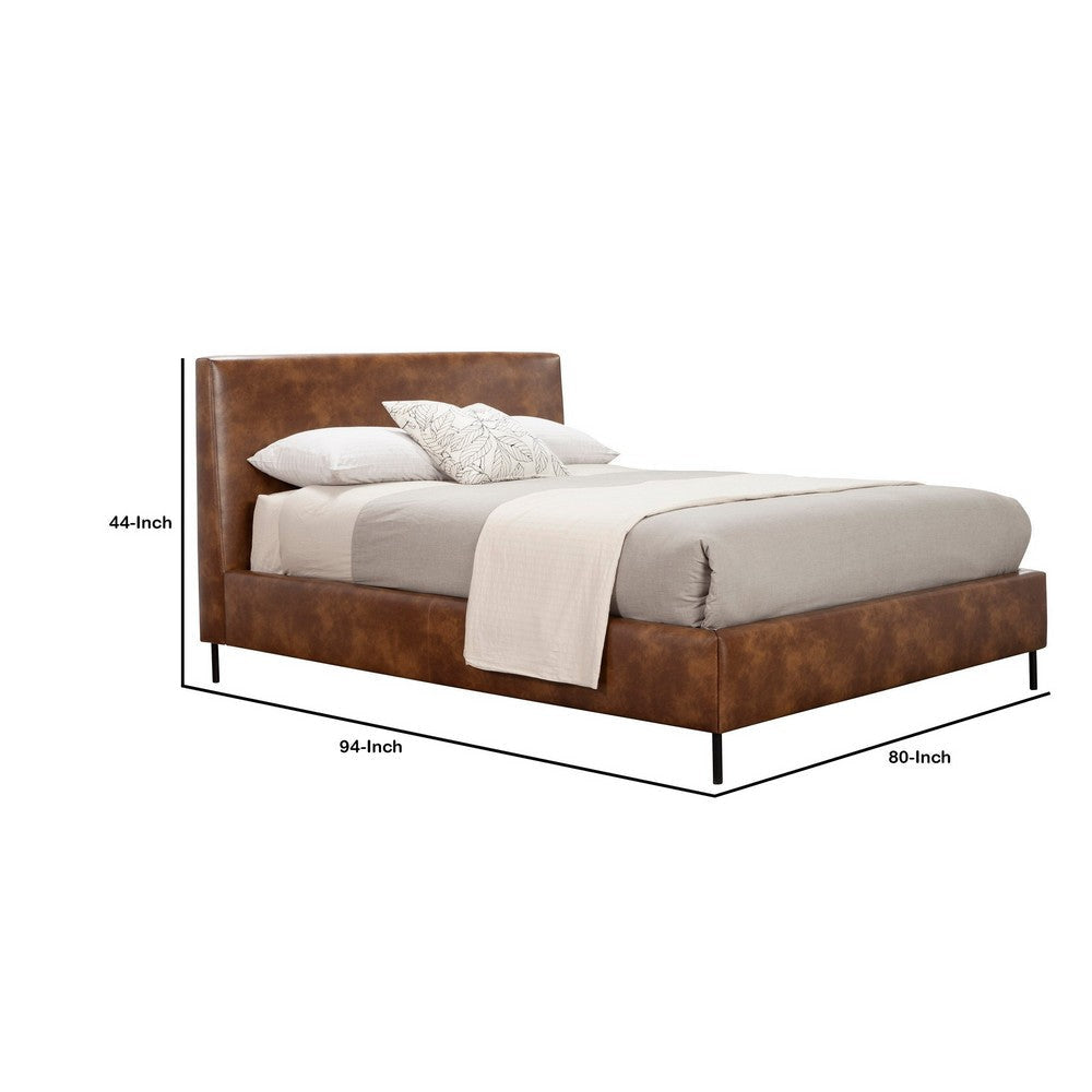 Faux Leather Upholstered California King Bed Brown By Casagear Home BM230764