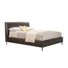 Faux Leather Upholstered Queen Bed with Metal Legs, Gray By Casagear Home