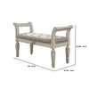 46’ Tufted Fabric Padded Wooden Accent Bench Antique White By Casagear Home BM230917