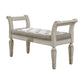 46’ Tufted Fabric Padded Wooden Accent Bench Antique White By Casagear Home BM230917