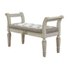 46’ Tufted Fabric Padded Wooden Accent Bench Antique White By Casagear Home BM230917