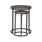 Round Wooden Top Metal Accent Table Set of 2 Gray & Black By Casagear Home BM230944