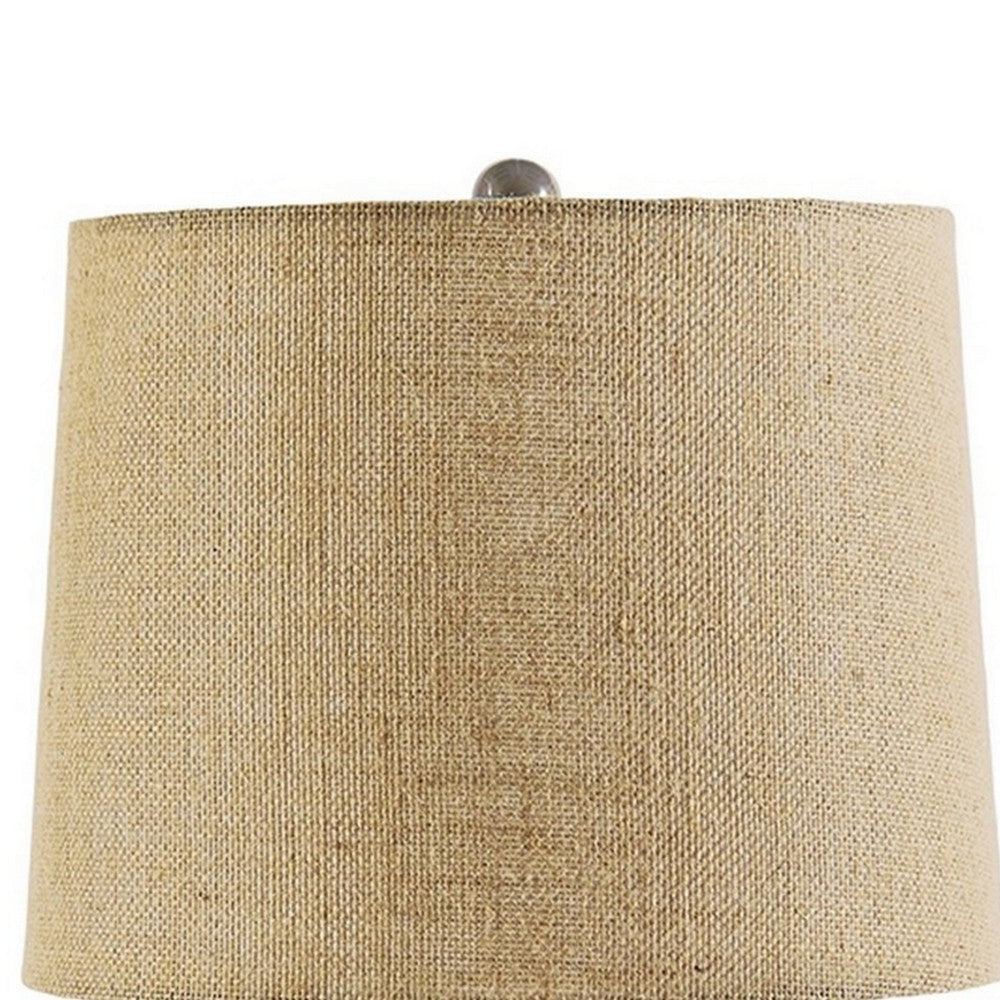 Bellied Ceramic Base Table Lamp with Drum Shade Beige and Gray By Casagear Home BM230980