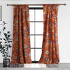 Paris 4 Piece Floral Print Fabric Curtain Panel with Ties, Orange By Casagear Home