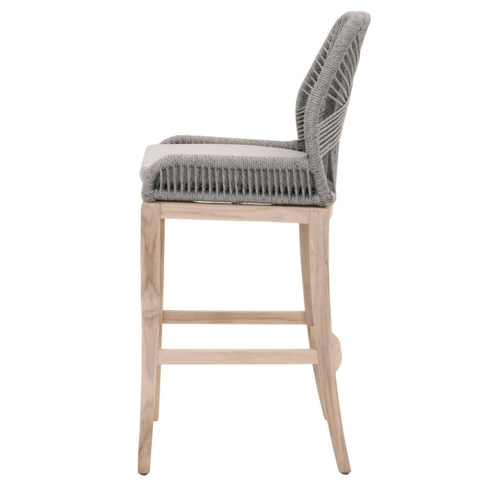 Rope Weave Design Wooden Dining Chair with Removable Cushion,Set of 2 Gray By Casagear Home BM231079