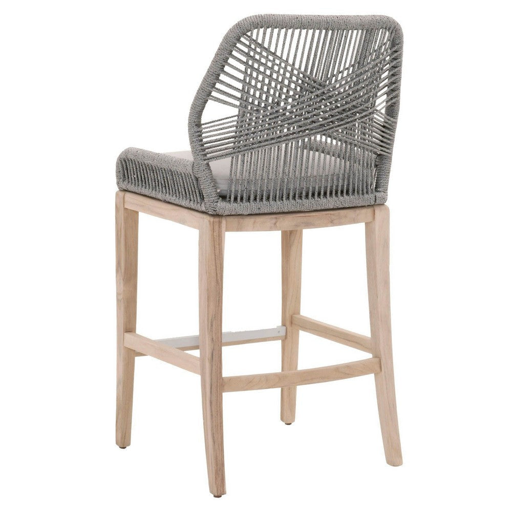 Rope Weave Design Wooden Dining Chair with Removable Cushion,Set of 2 Gray By Casagear Home BM231079