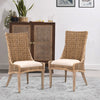 Interwoven Wicker Dining Chair with Fabric Seat Set of 2 Brown By Casagear Home BM231083