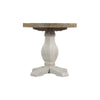 26 Inch Round End Table with Pedestal Base Brown and White By Casagear Home BM231162