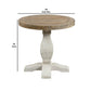 26 Inch Round End Table with Pedestal Base Brown and White By Casagear Home BM231162