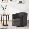 31" Barrel Back Leatherette Swivel Accent Chair, Black By Casagear Home