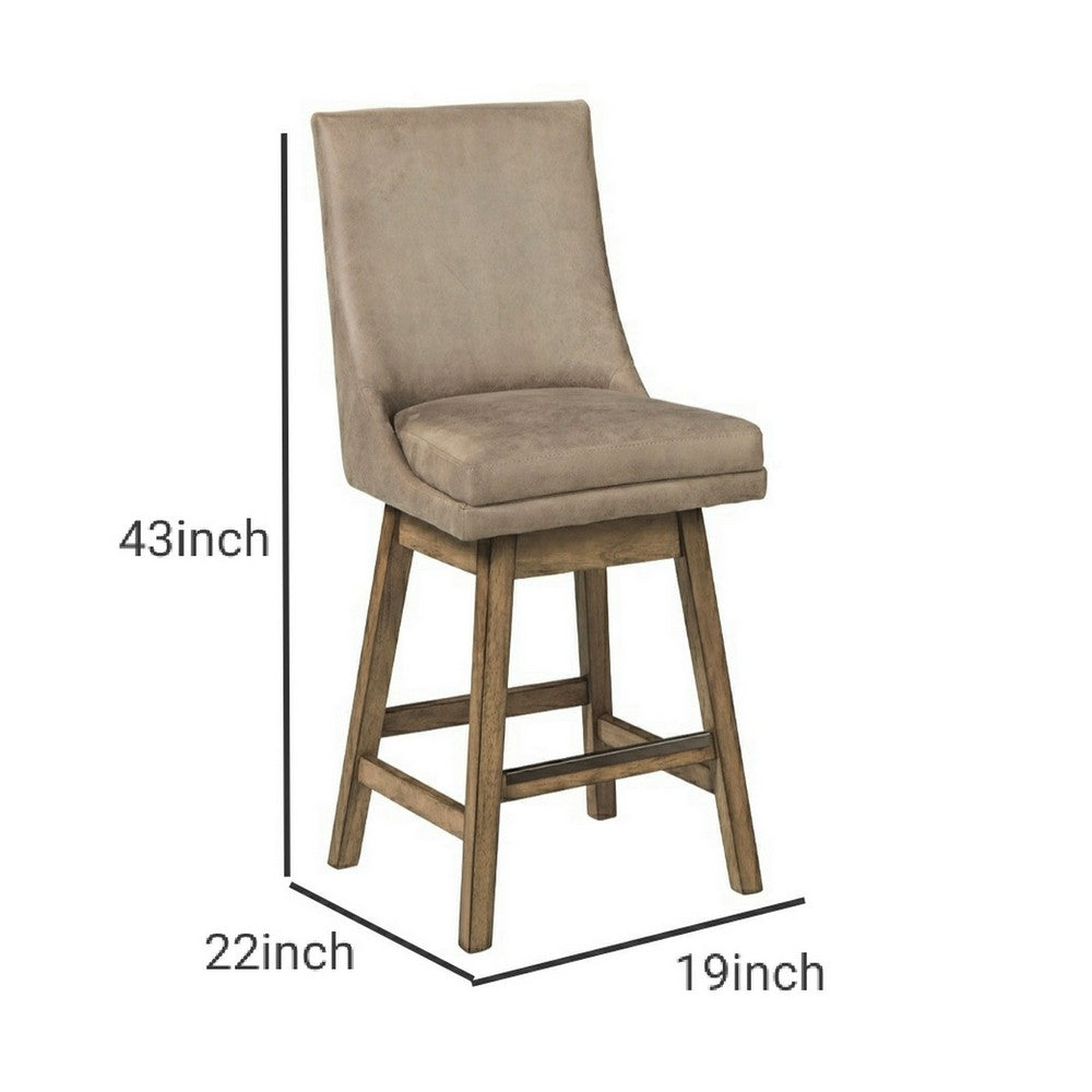 43’’ Leatherette Padded Swivel Barstool Set of 2 Beige By Casagear Home BM231378