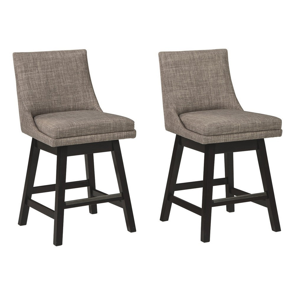 39’’ Fabric Padded Swivel Barstool Set of 2 Light Gray By Casagear Home BM231380