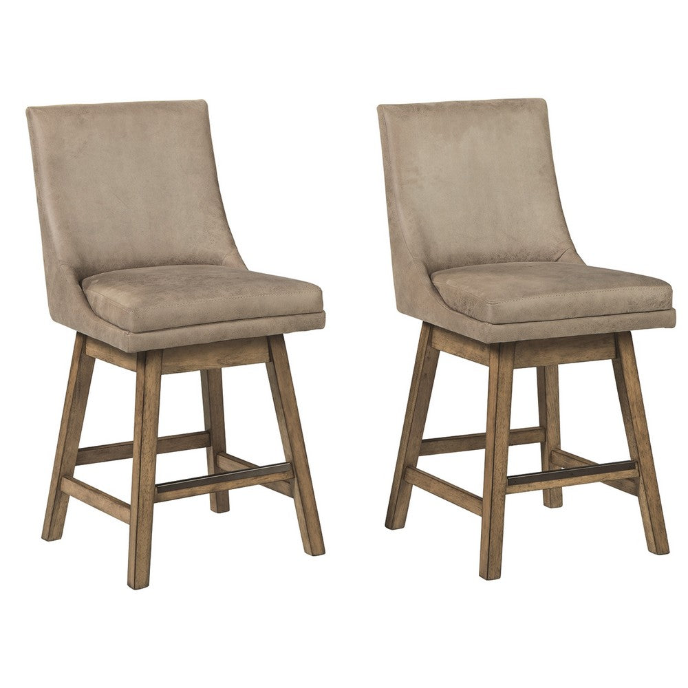 39’’ Leatherette Padded Swivel Barstool Set of 2 Beige By Casagear Home BM231381