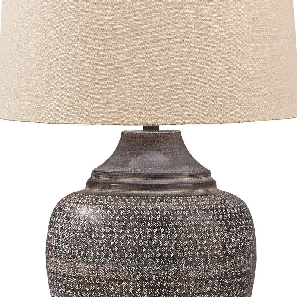 Metal Table Lamp with Urn Shape Base Brown By Casagear Home BM231401